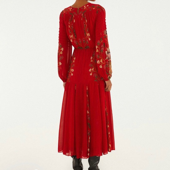 FARM Rio Red Long Sleeve Dress with Embroidery - Picture 6 of 8
